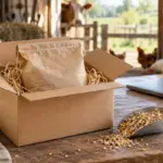 Futtersack in einem Paket auf einer Werkbank