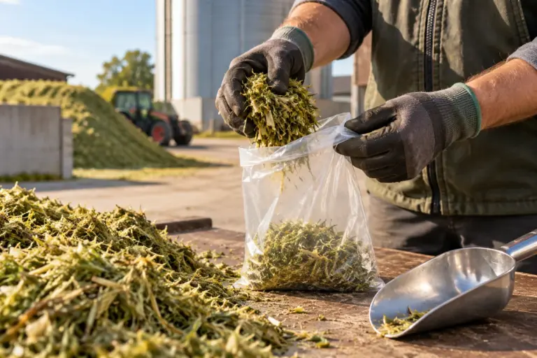 Entnahme einer Silageprobe für die Untersuchung