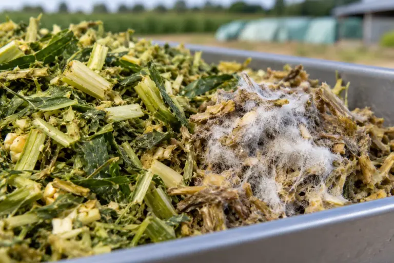 Silageprobe mit sichtbarer schadhafter Stelle